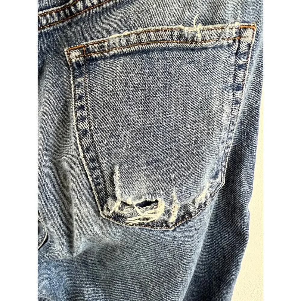 REFORMATION Blue Kasai Wash Mid-Rise Raw Hem Slim Denim Jeans Size 26